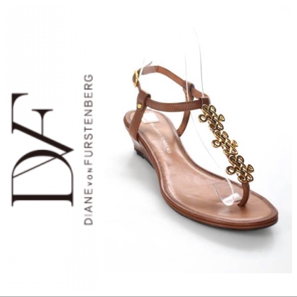 DVF T Strap Wedge Sandal, Size 8